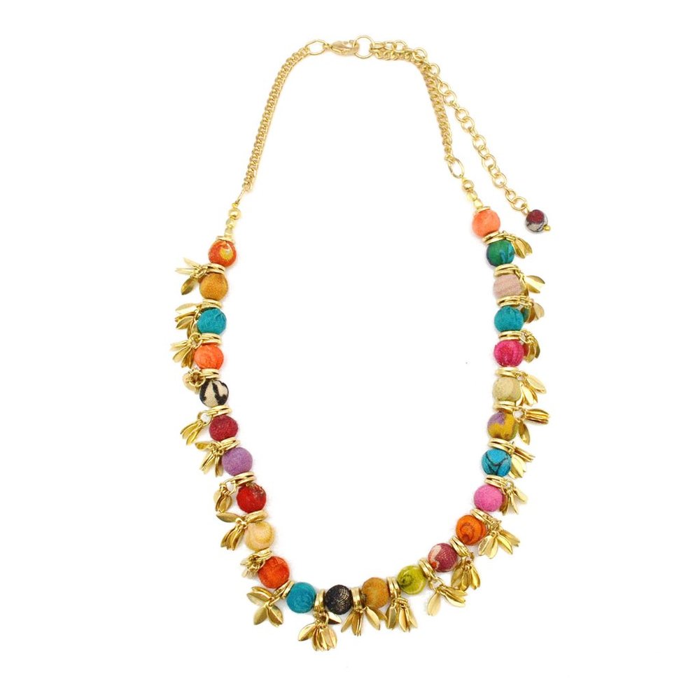 Anju Aasha Handmade Gold and Multicolor Necklace